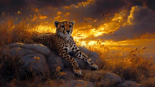 Cheetah in Golden Savannah