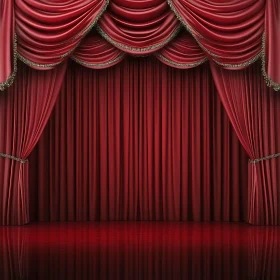 Crimson Theater Drapes with Golden Trim