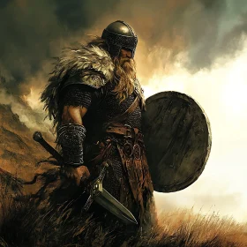 Armored Warrior with Sword and Shield