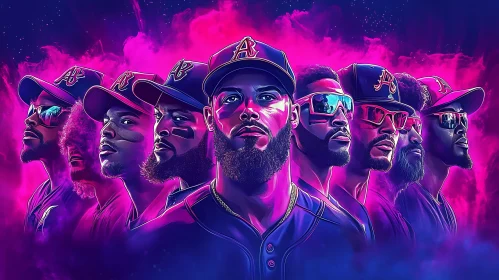 Neon Baseball Team Illustration