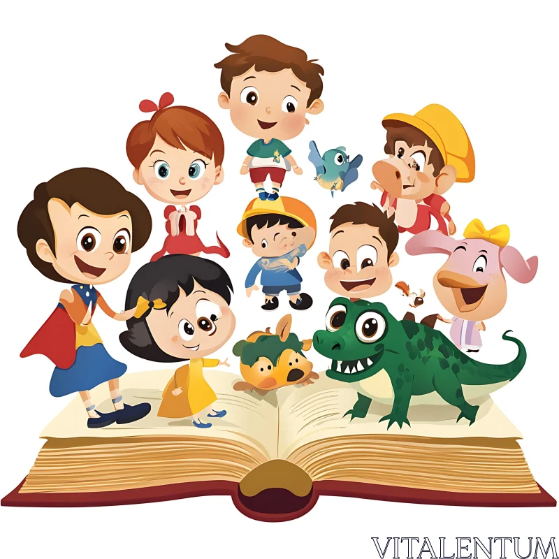 Cartoon Characters from Story Book AI Image