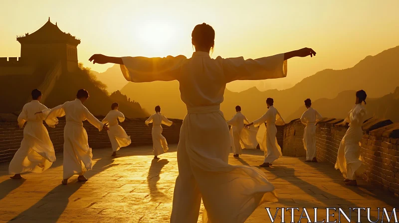 AI ART Sunrise Tai Chi at Great Wall