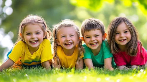 Kids Laughing on Green Meadow