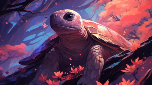 Enchanting Autumnal Turtle Illustration