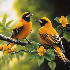 Pair of Orioles in Bloom
