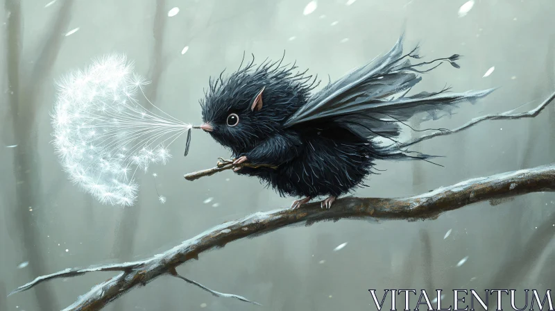 AI ART Fantasy Winged Being Blowing Dandelion