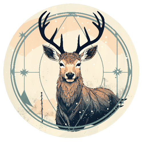 Intricate Deer Portrait on Transparent Background