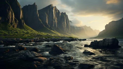 Mesmerizing Mountain River Amidst Norwegian Landscape