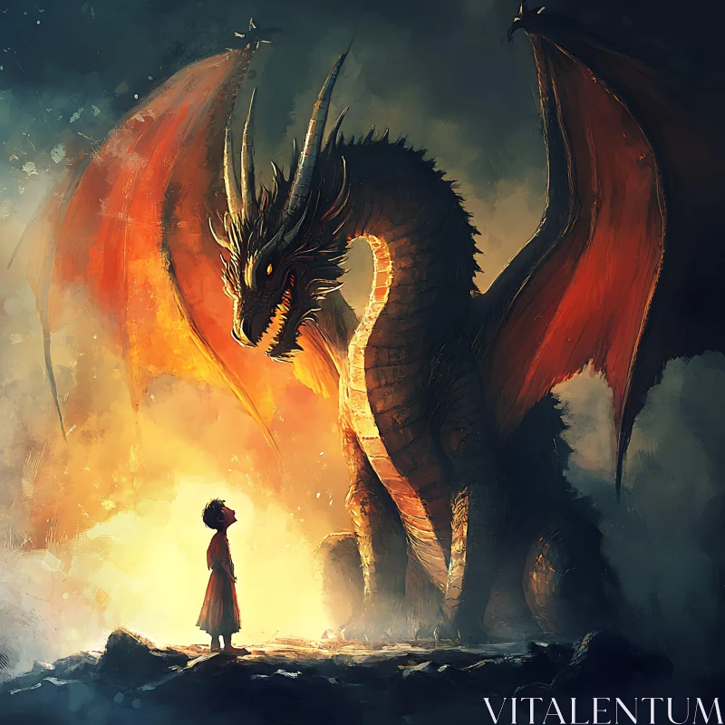 AI ART Child and Dragon: A Moment of Wonder