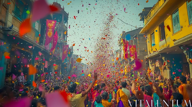 Colorful Street Festival Scene AI Image