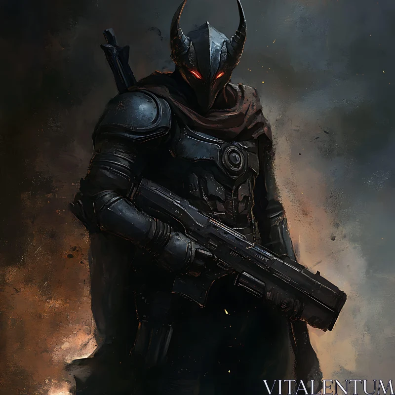 AI ART Futuristic Warrior in Dark Armor