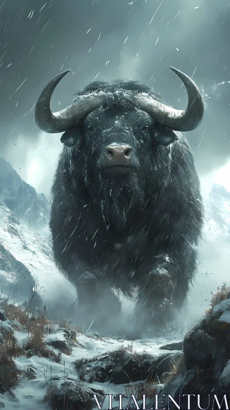 Mountain Beast in Winter AI Image