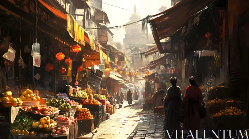 Vibrant Market in Asian City AI Image