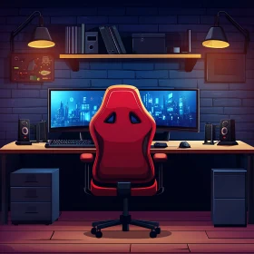 Contemporary Gaming Desk and Tech Workspace