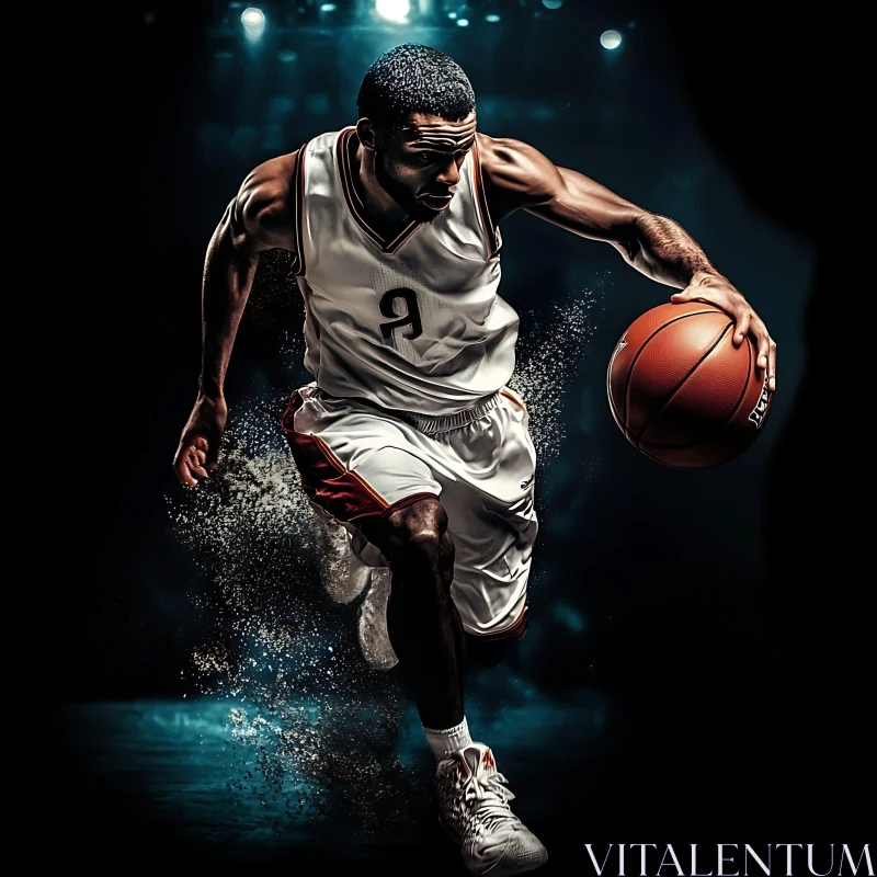 Athlete Dribbling Basketball AI Image