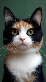 Beautiful Calico Cat with Prominent Whiskers