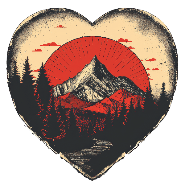 Mountain Heart Nature Art POD Design