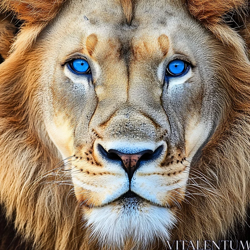 AI ART Lion with Blue Eyes