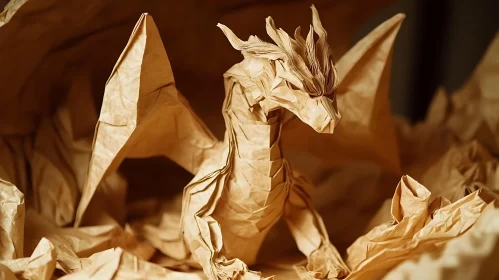 Paper Crafted Dragon Sculpture