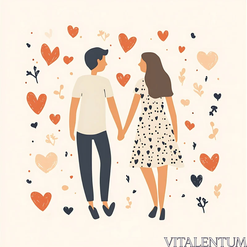 Romantic Couple Illustration AI Image