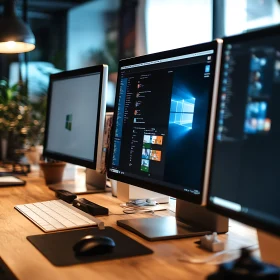 High-Tech Office Desk Setup