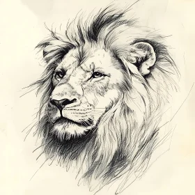 Lion Head Drawing: Fine Line Art