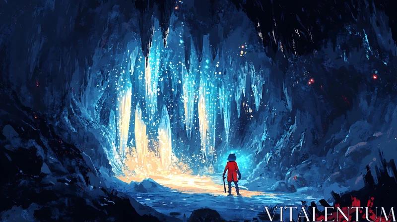 AI ART Luminous Ice Cave Adventure