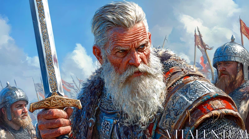 Fierce Viking Warrior Ready for Battle AI Image