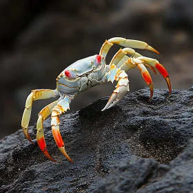 Colorful Marine Crab Perched on Rock