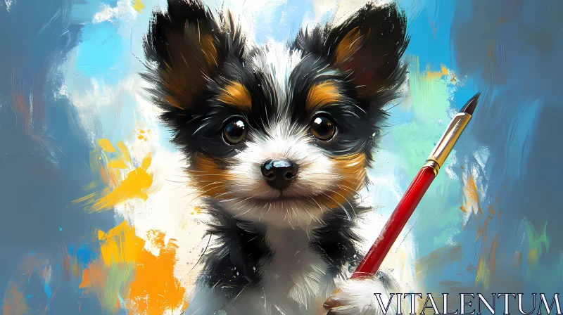 Creative Pup Painting AI Image