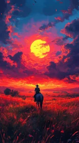 Cowboy in the Sunset