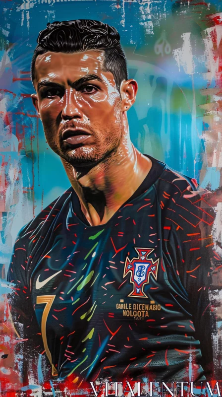 Cristiano Ronaldo Intense Portrait AI Image