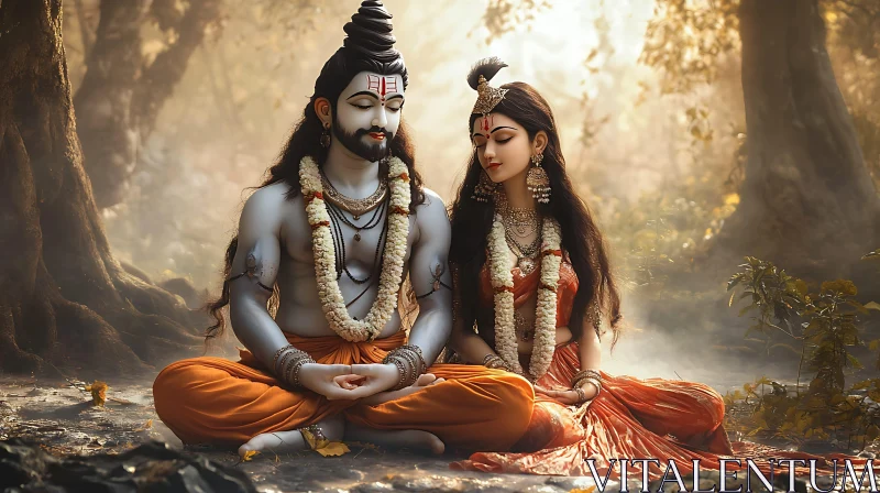 AI ART Meditative Couple in Natural Setting