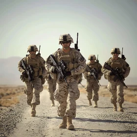 Military Team in Desert Patrol