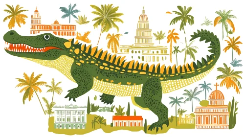 Whimsical Alligator Art Print