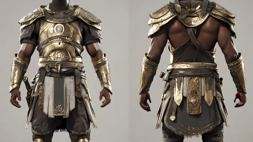 Intricate Gold Armor Design for Warrior