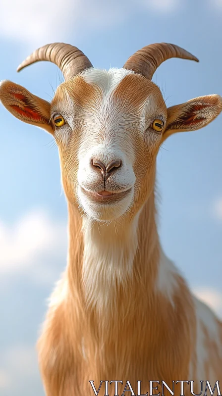 Close-Up of a Goat in Nature AI Image