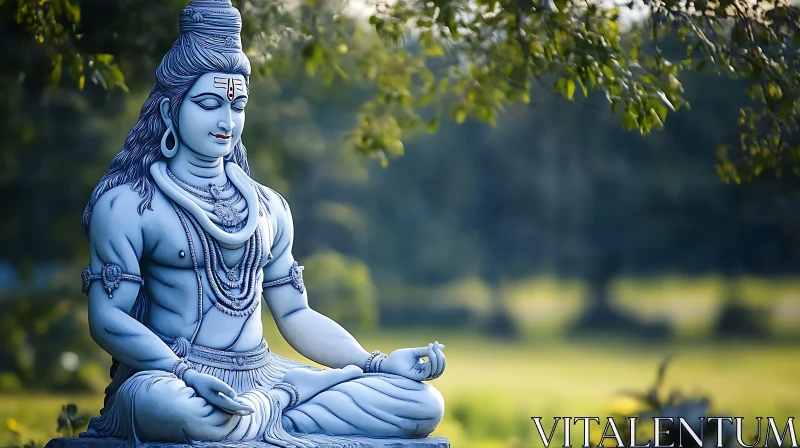 Meditative Statue in Nature AI Image