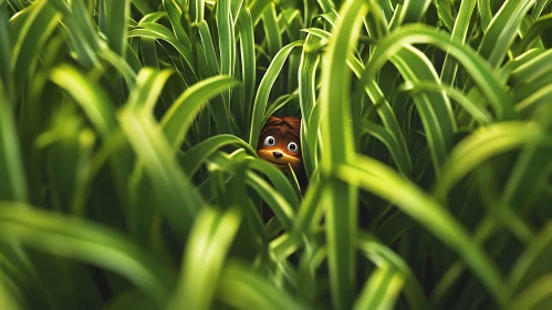 Squirrel Peeking Through Grass