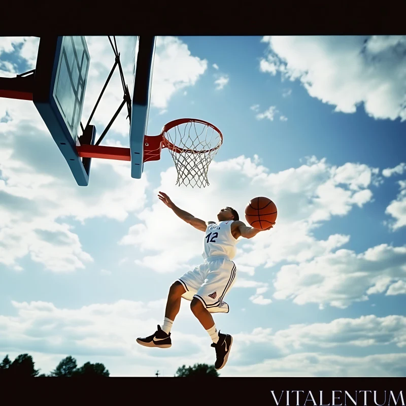 Athlete's Sky-High Basketball Shot AI Image