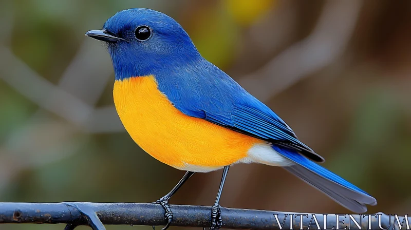 Vivid Blue and Orange Bird Close-Up AI Image