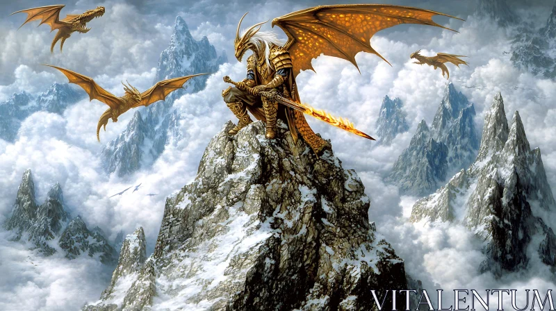 AI ART Dragon Lord in the Misty Mountains