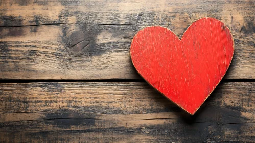 Wooden Heart on Rustic Background