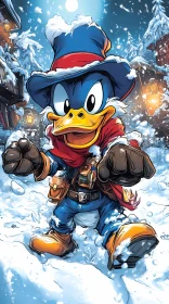 Snowy Cartoon Duck Story