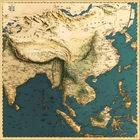 Antique Asia Topographic Map