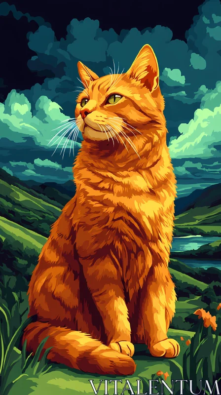 Regal Cat Amidst Nature's Splendor AI Image