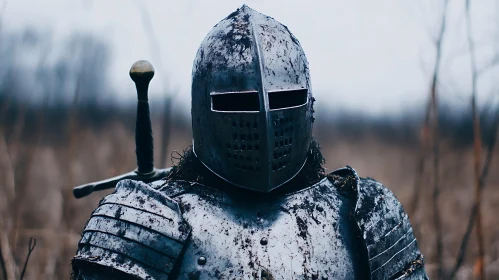 Medieval Knight with Sword over Shoulder