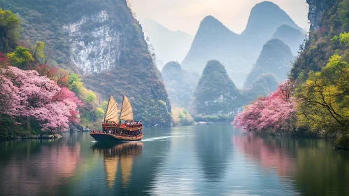 Tranquil Waters: A River Cruise Landscape