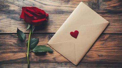 Romantic Rose and Heart Letter