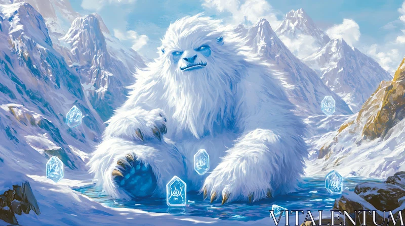 AI ART Mystical Yeti and Floating Crystals